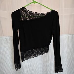 NWOT Macys Black Lace A Symertrical Top